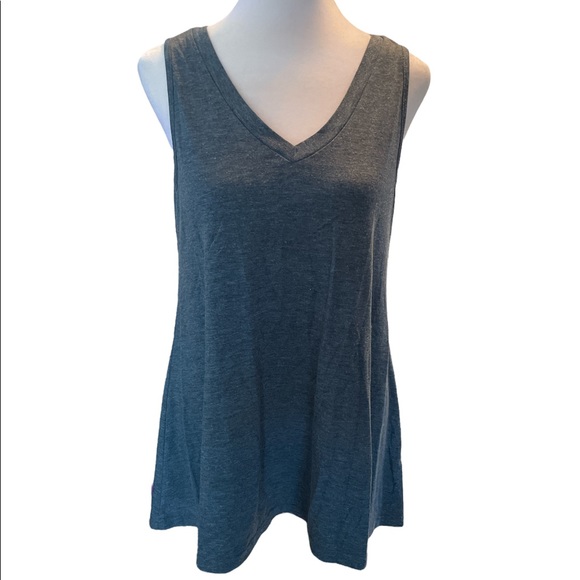 Tops - Light Blue Speckled Loose Fit Sleeveless V-Neck Tunic Size Small